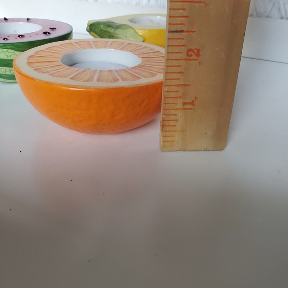 PartyLite Fruit Tealight Candleholders Lemon Orange Watermelon Set Of 3 - Picture 4 of 7